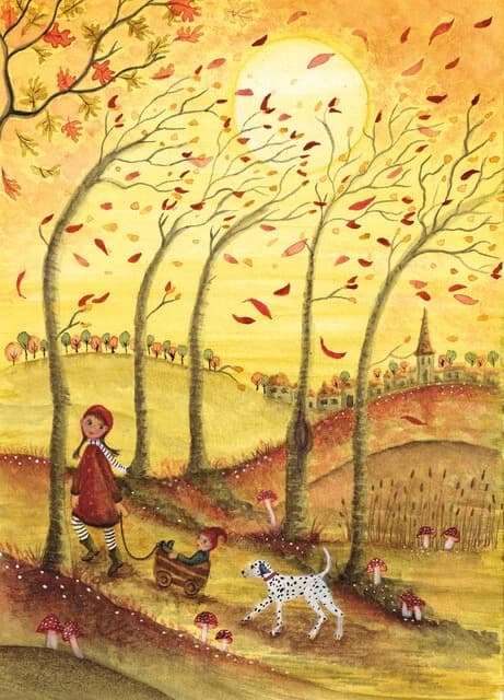 Fall Fun - Postcard-Autumn - Winter Postcards-Bijdehansje--Stardust-Store