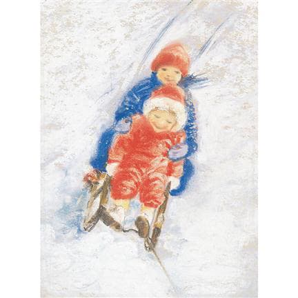 Marjan van Zeyl Sledging - Postcard-Autumn - Winter Postcards-Marjan van Zeyl--Stardust-Store