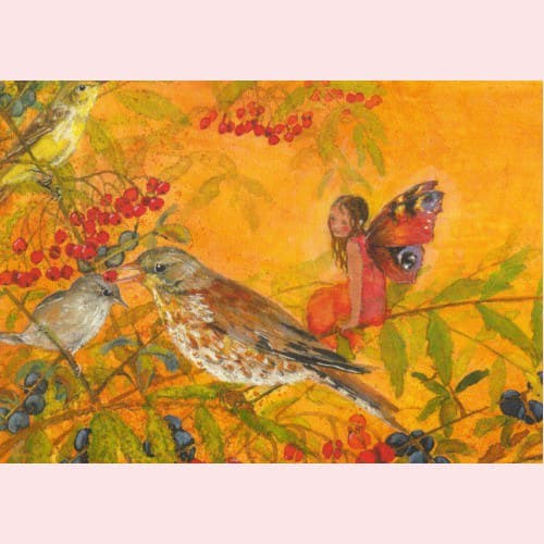 Daniela Drescher In The Land Of Fairies With Birds - Postcard-Autumn - Winter Postcards-Waldorf Postcards-8717027011651-Stardust-Store