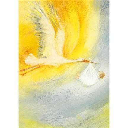 Marjan van Zeyl Stork Carrying Baby - Postcard-Newborn Postcards-Marjan van Zeyl-8717185563153-Stardust-Store