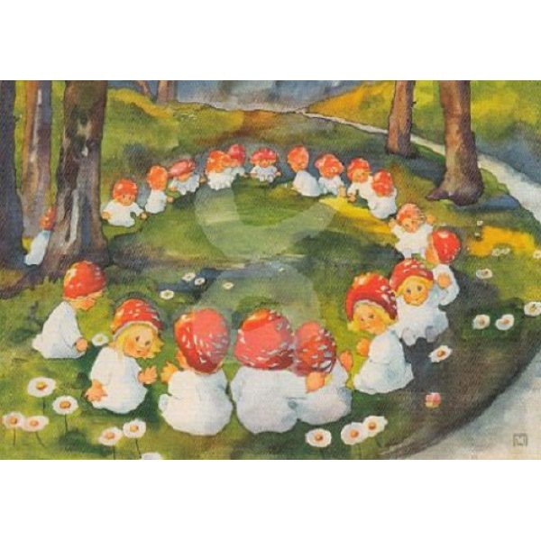 Mili Weber Mushroom Circle - Postcard-Spring - Summer Postcards-Waldorf Postcards-7640139710017-Stardust-Store